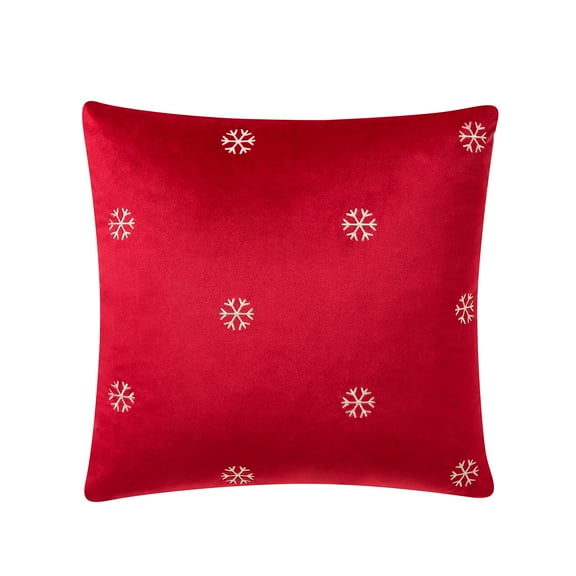 My Texas House 18" x 18" Red Velvet Snowflake Decorative Pillow Cover
