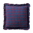 thumbnail image 1 of My Texas House 18"x18" Navy Ruffle Plaid Cotton Decorative Pillow, 1 of 5