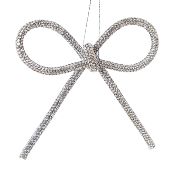 My Texas House, Silver Crystal Bow Christmas Ornaments, 4