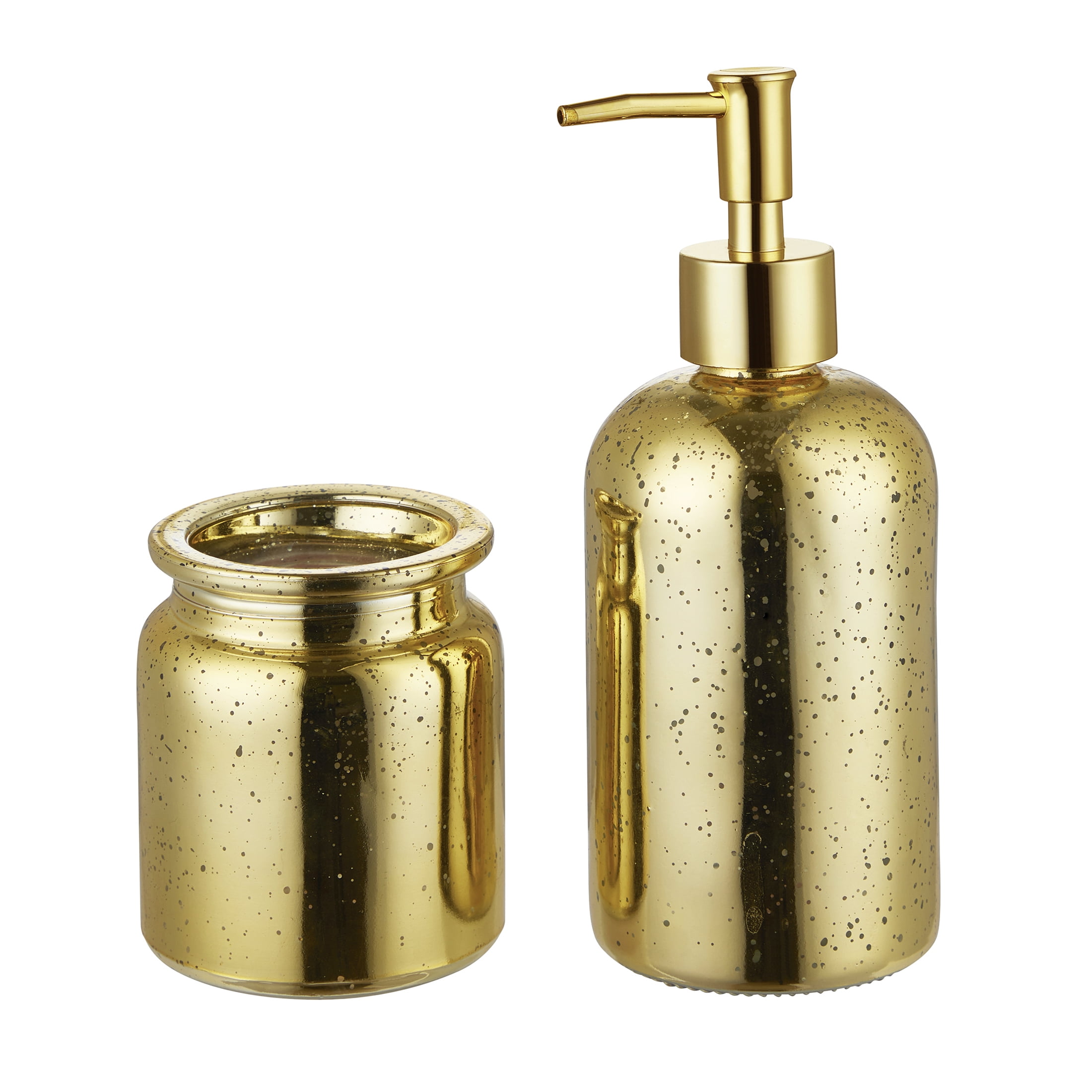 My Texas House 2Piece Mercury Glass Bath Accessory Set, Gold