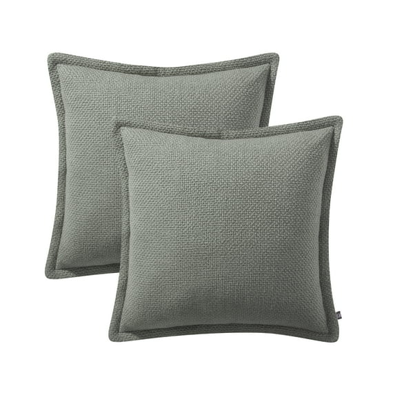 My Texas House 20" x 20" Allie Reversible Solid Sage Green Cotton Decorative Pillow Covers (2 Count)