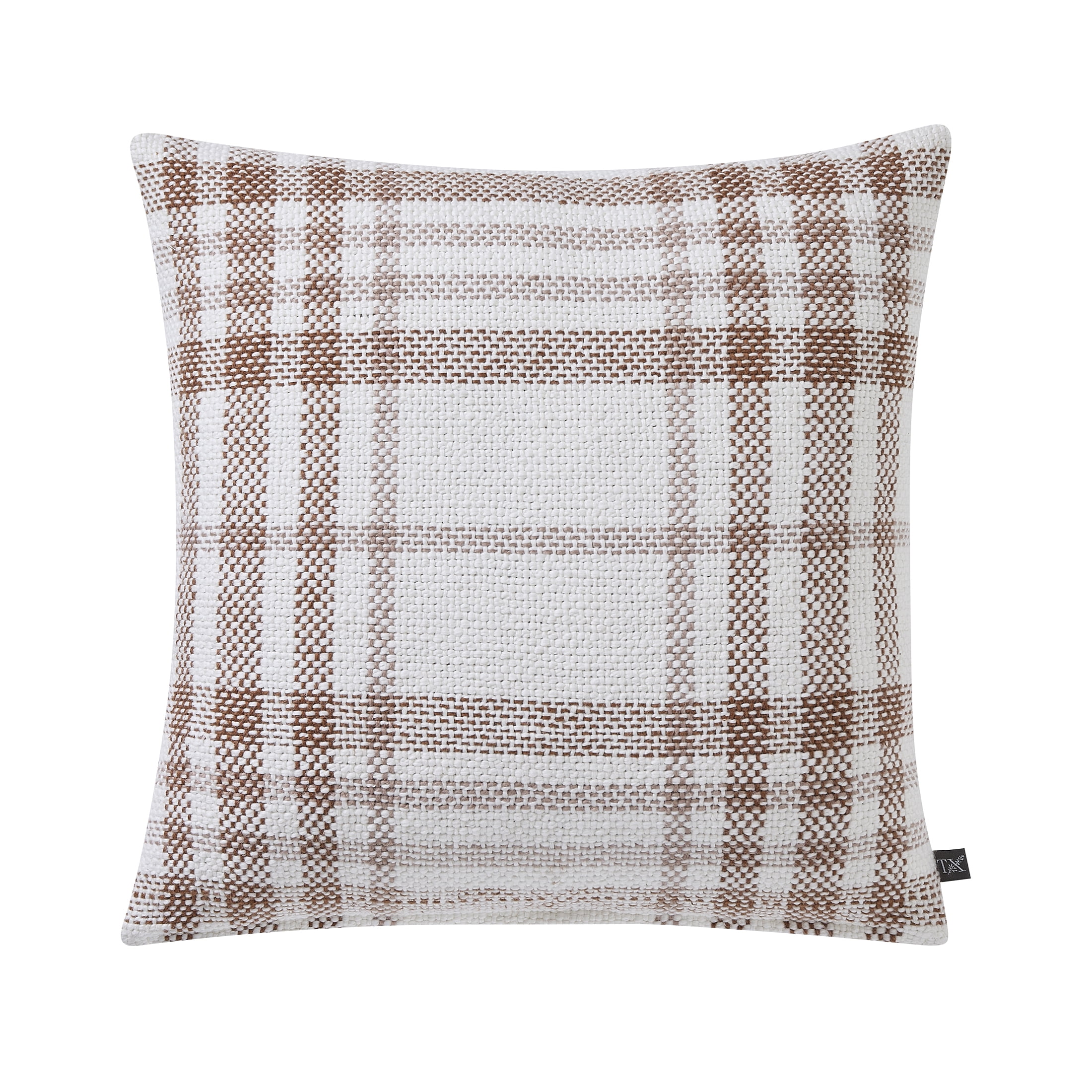 My Texas House 20" x 20" Aurelia Ginger Plaid Cotton Decorative Pillow Cover