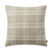 My Texas House 20" x 20" Emerson Reversible Tan Plaid Cotton Decorative Pillow
