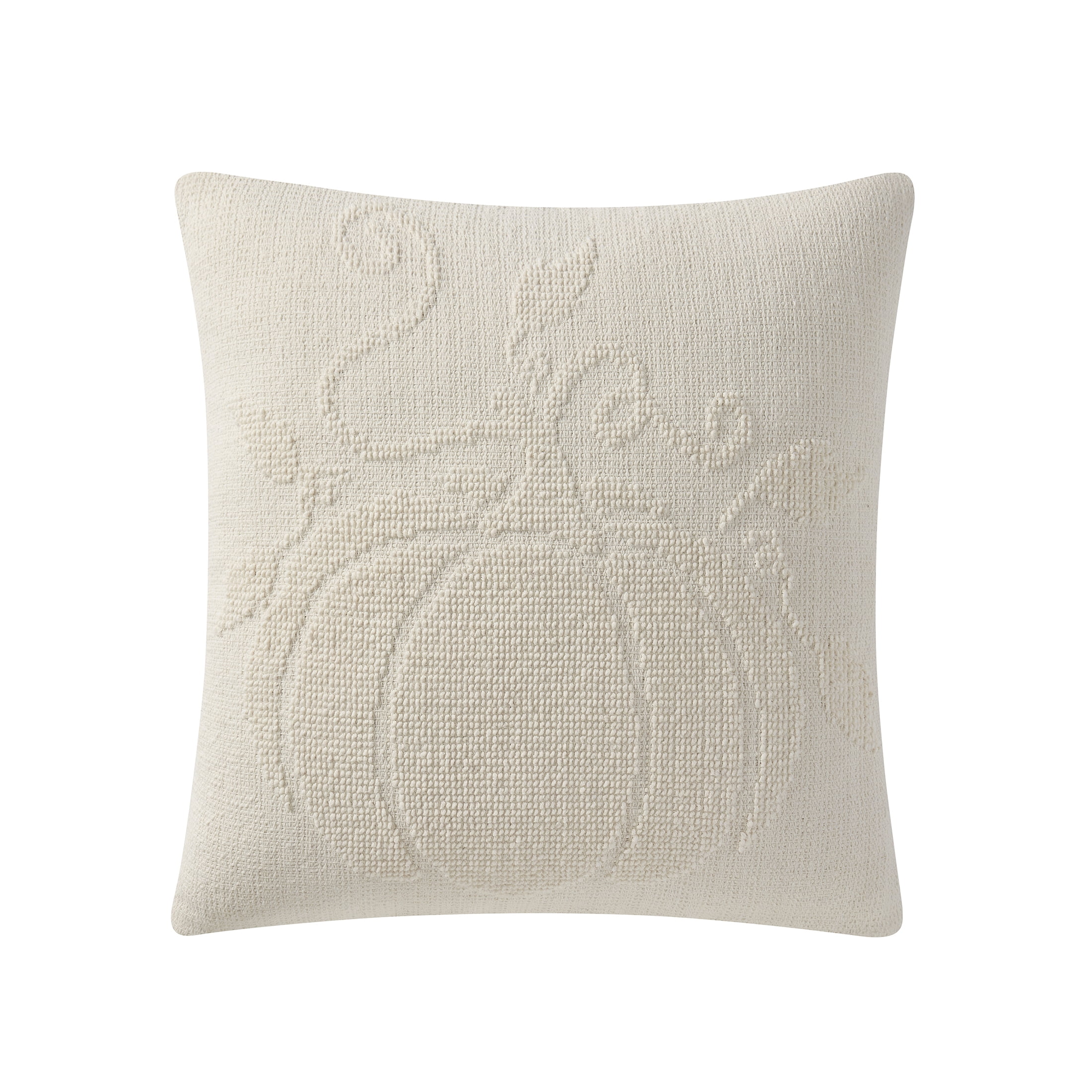 My Texas House Jill Ivory Needlepoint Pumpkin Cotton Decorative Pillow, 20 in x 20 in
