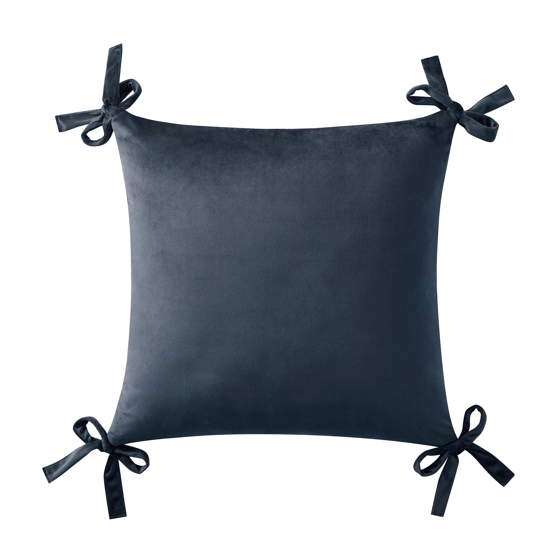 My Texas House 20" x 20" Navy Velvet Bow Decorative Pillow