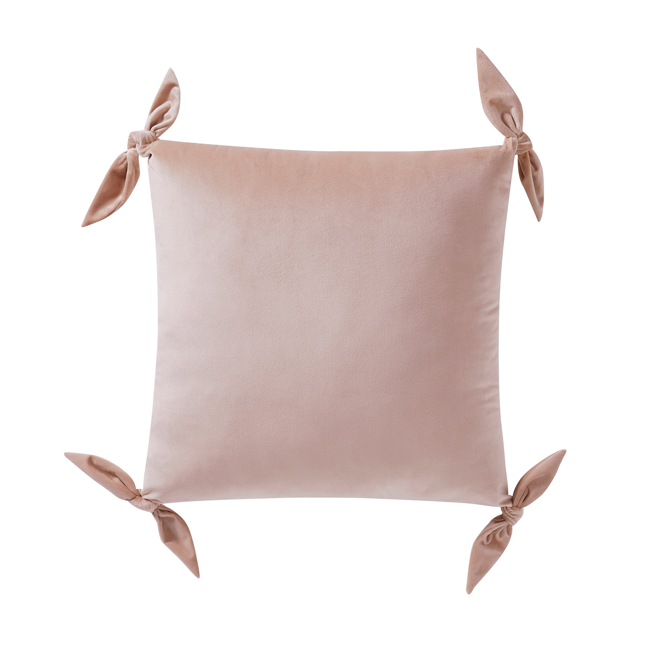 My Texas House 20" x 20" Solid Rose Pink Velvet Tie Decorative Pillow