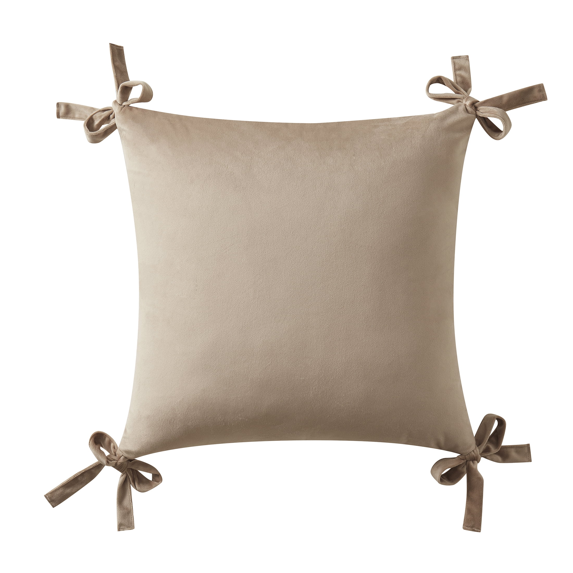 My Texas House 20" x 20" Taupe Velvet Bow Decorative Pillow Cover