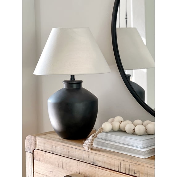My Texas House 22" Urn Table Lamp, Distressed Texture, Black Finish, LED Bulb Included