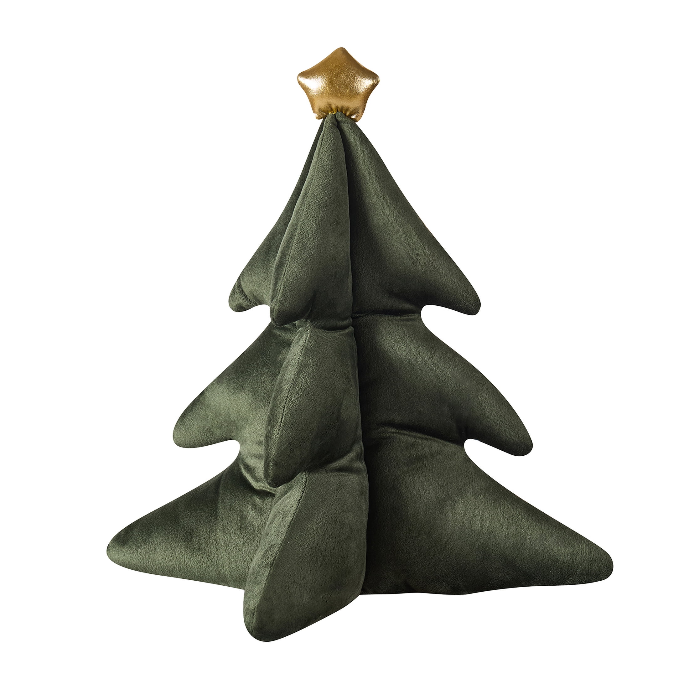 My Texas House 14" x 14" Green Shaped Holiday Tree Decorative Pillow