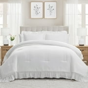 My Texas House Full/Queen Comforter Set, All-Season, 3-Piece, White Ruffle