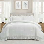 My Texas House King Comforter Set, All-Season, 3-Piece, White Ruffle