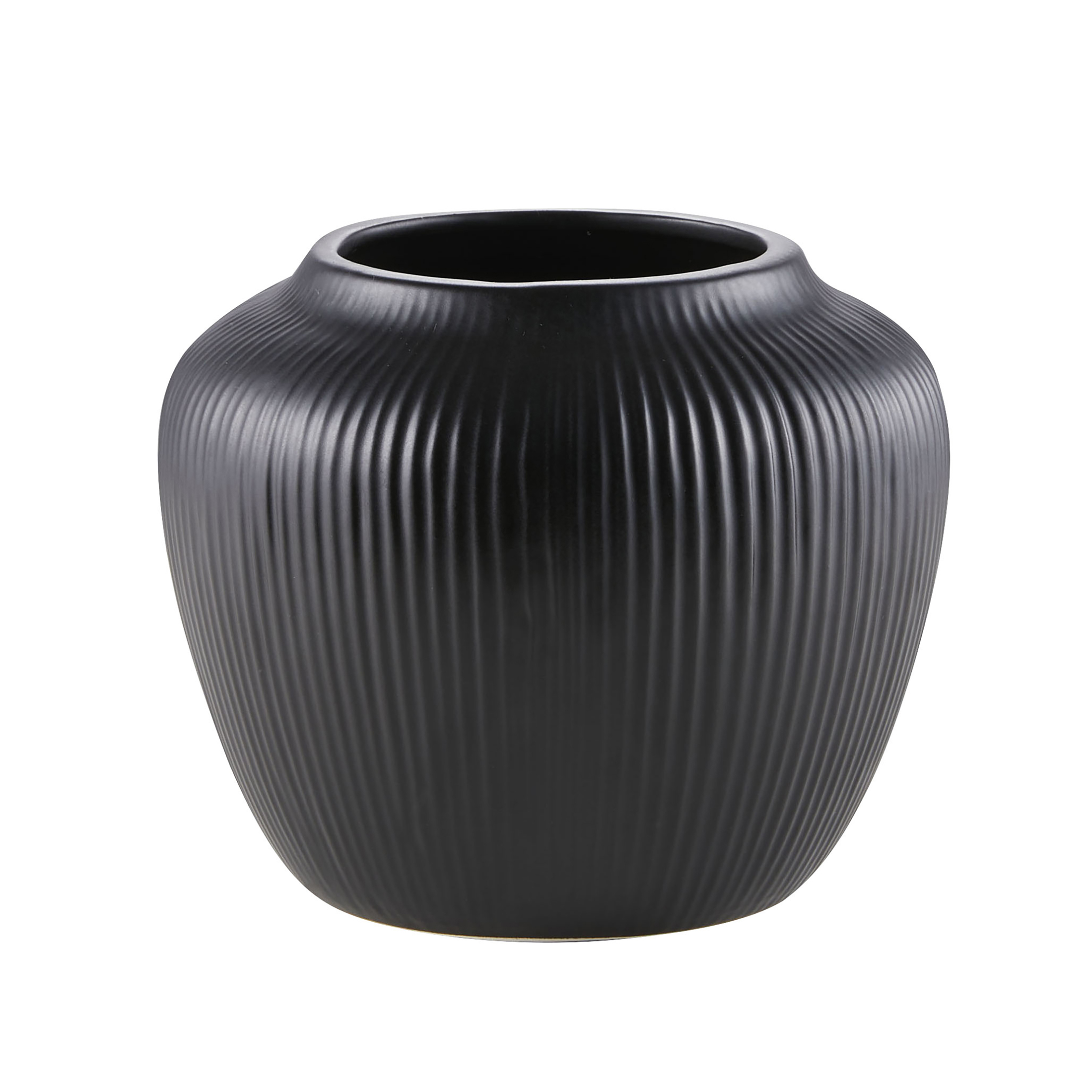 My Texas House 5" Black Textured Stripe Round Stoneware Vase - image 1 of 5