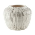 thumbnail image 1 of My Texas House 5" White Distressed Stripe Round Stoneware Vase, 1 of 9