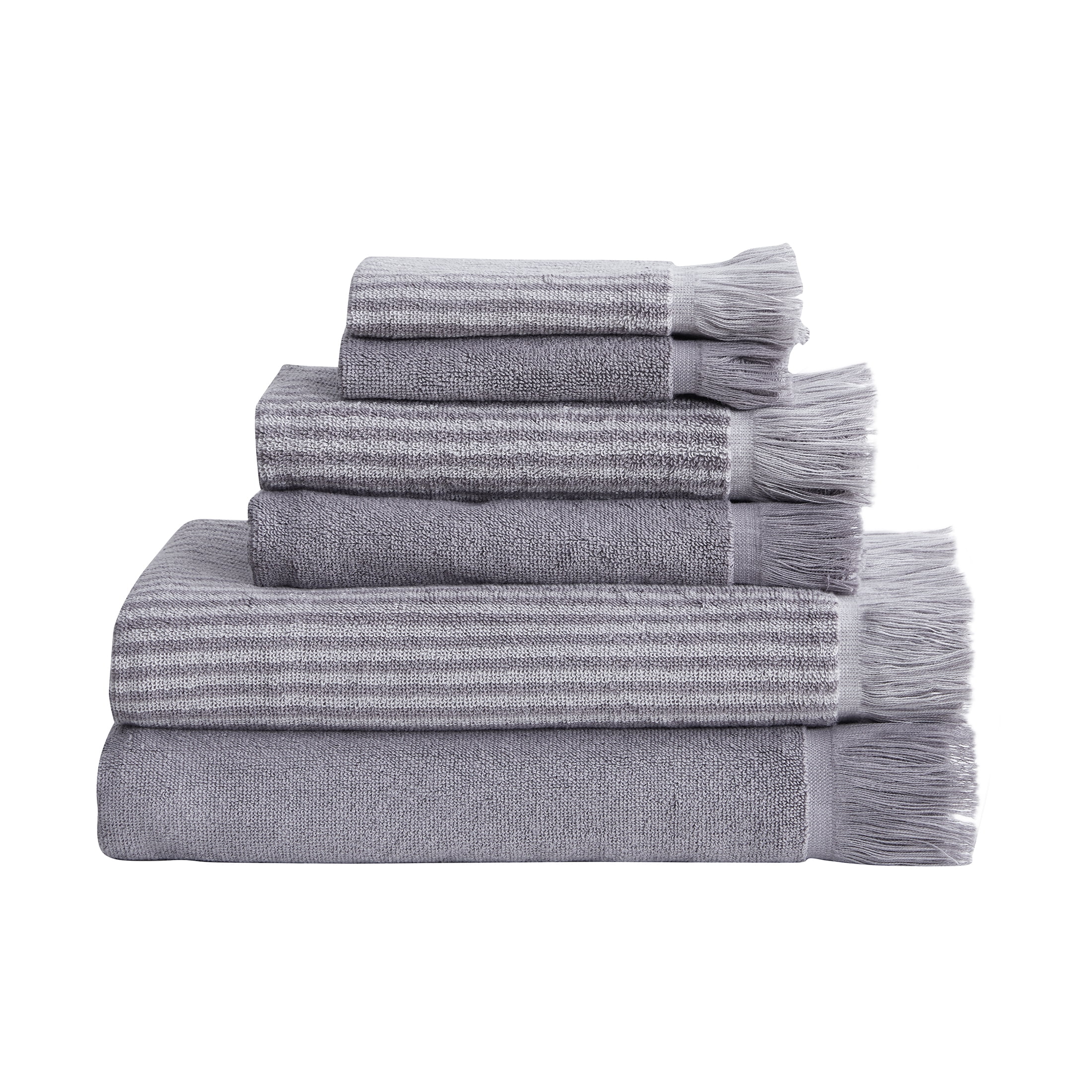 Martha Stewart Collection Large Bath Beige Stripe Towels Set Of 3