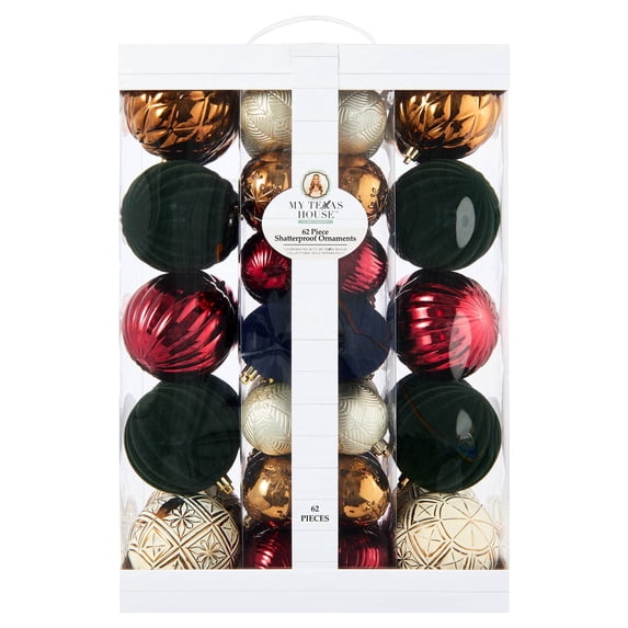 My Texas House 62-Count Multicolor Shatterproof Christmas Ornaments
