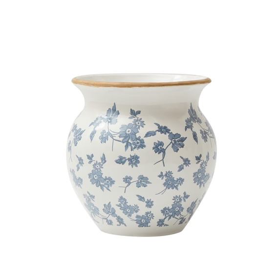 My Texas House 8" White Ceramic Floral Vase