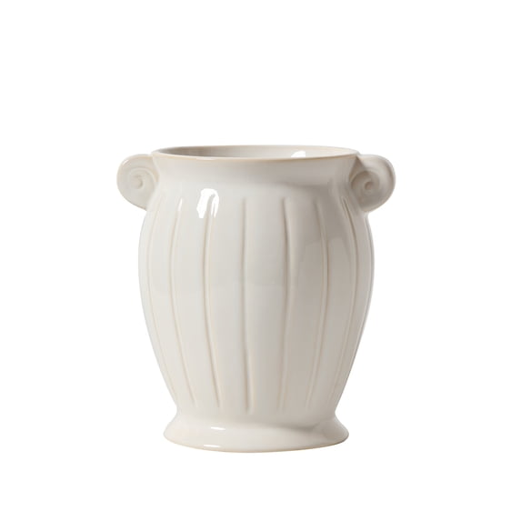 My Texas House 8" White Planter Ceramic Scroll Vase