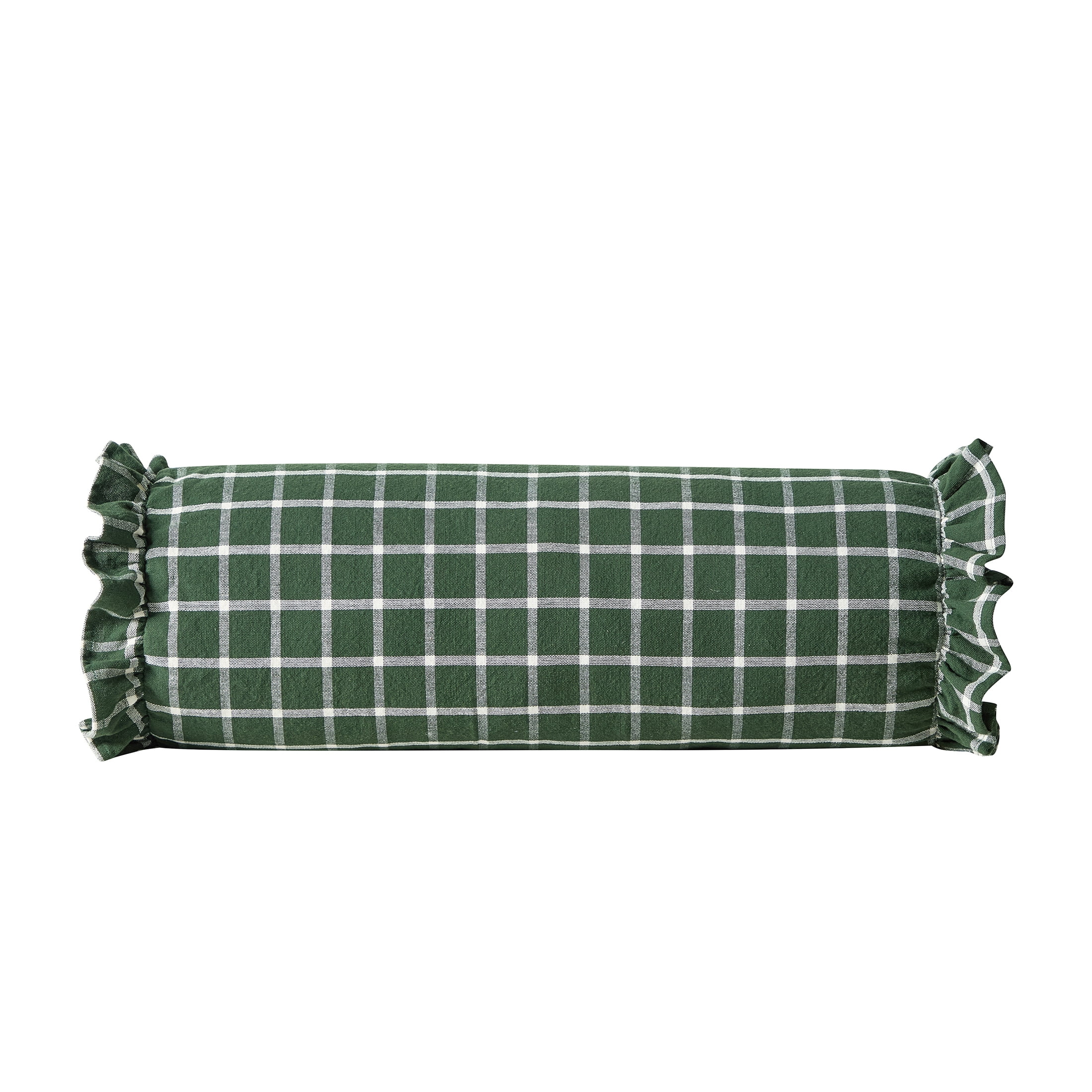 My Texas House 8" x 22" Green Window Plaid Bolster Decorative Pillow