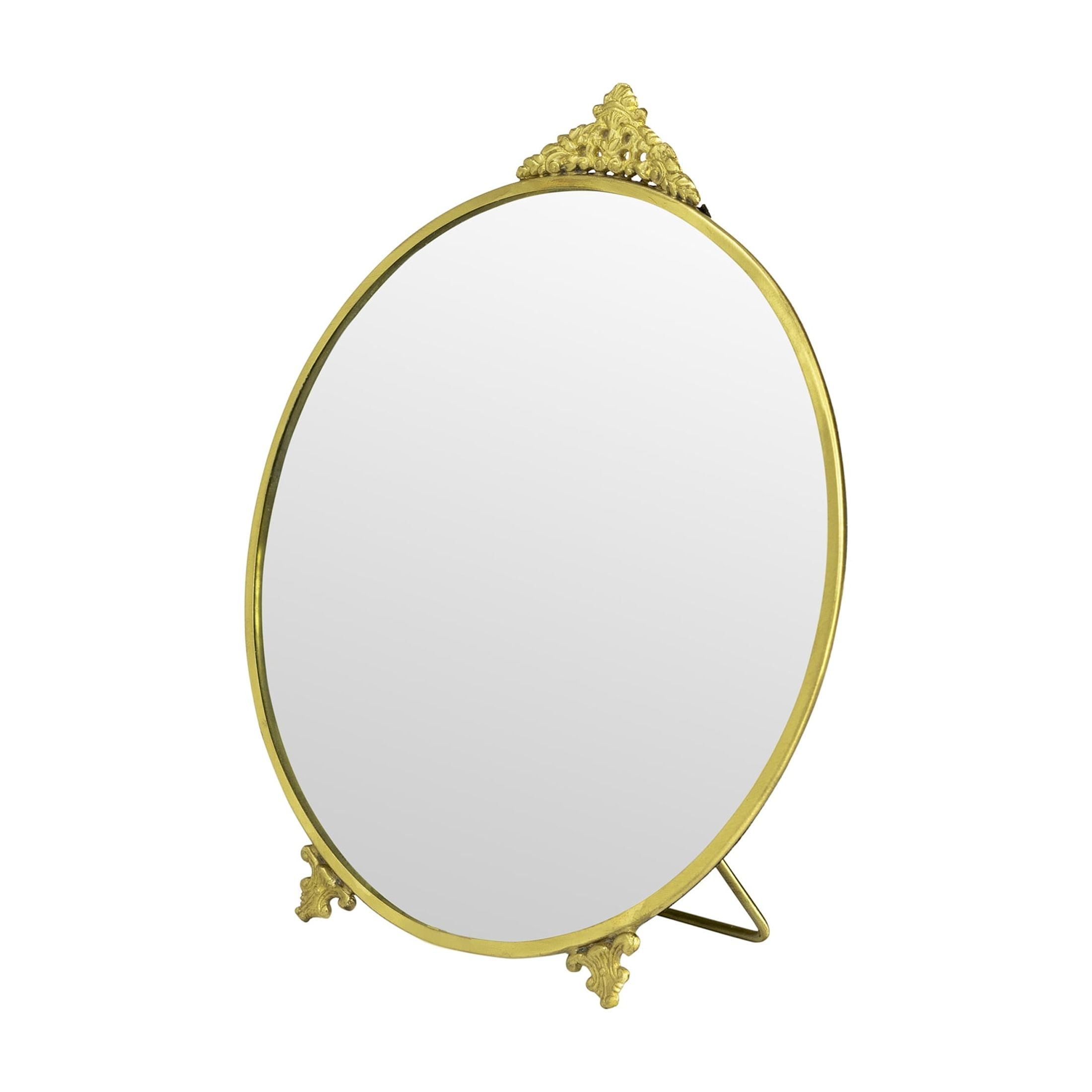 My Texas House Gold Round Metal Standing Vanity Mirror, 8" x 9"