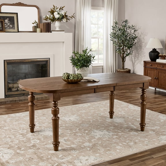 My Texas House Adler Extended Oval Dining Table, Comfortably Seats 6, Provincial Brown