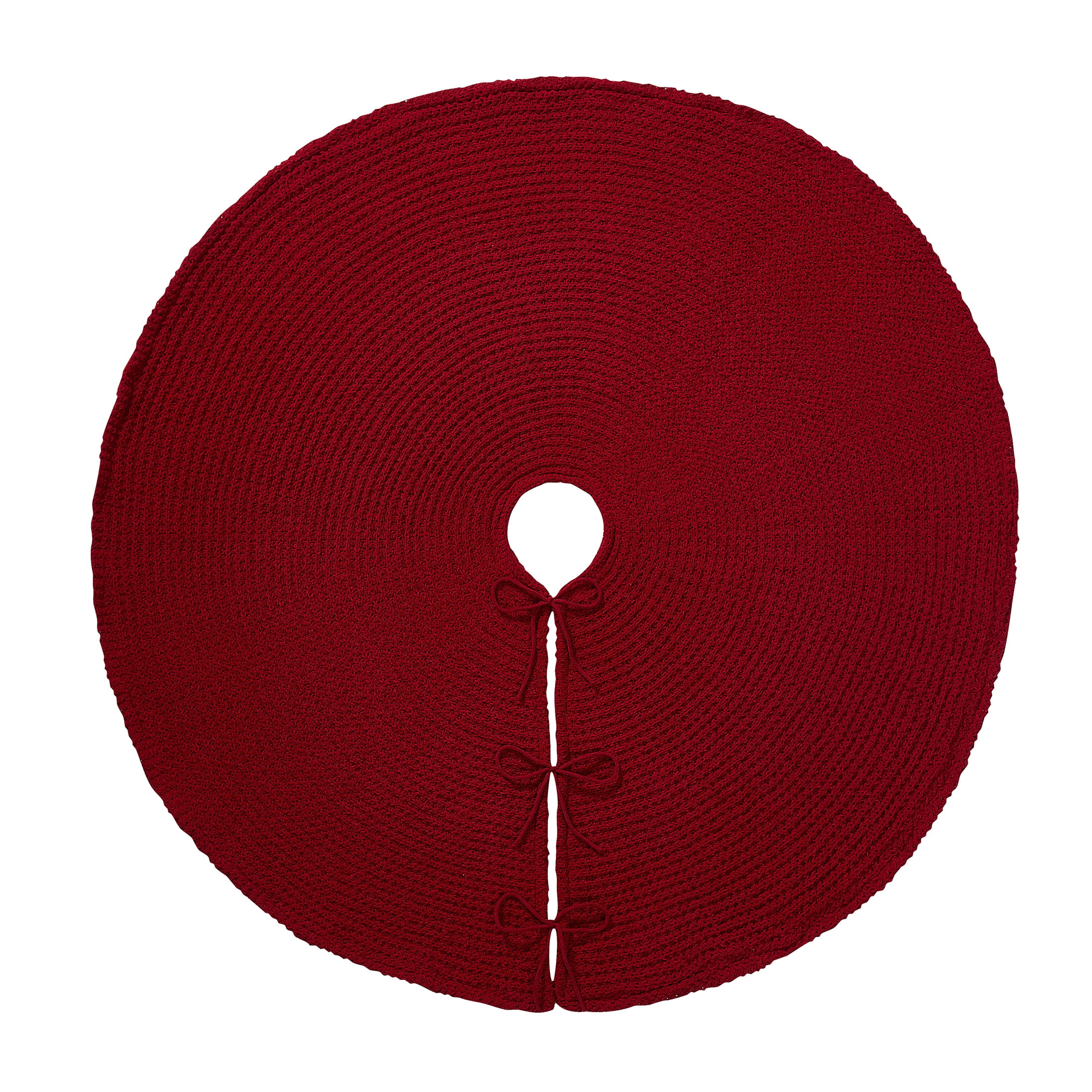 My Texas House Alexa Red Chenille Waffle Christmas Tree Skirt, 52"