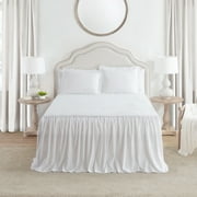 My Texas House Angelina Draping Ruffle Polyester 3-Piece Bedspread Set, Bright White, Queen