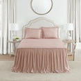 thumbnail image 1 of My Texas House Angelina Draping Ruffle Polyester 3-Piece Bedspread Set, Rose Smoke, Queen, 1 of 6