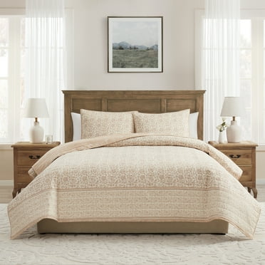 My Texas House Arden Adult 2-Piece Taupe Floral Reversible Quilt Set, Twin/Twin XL