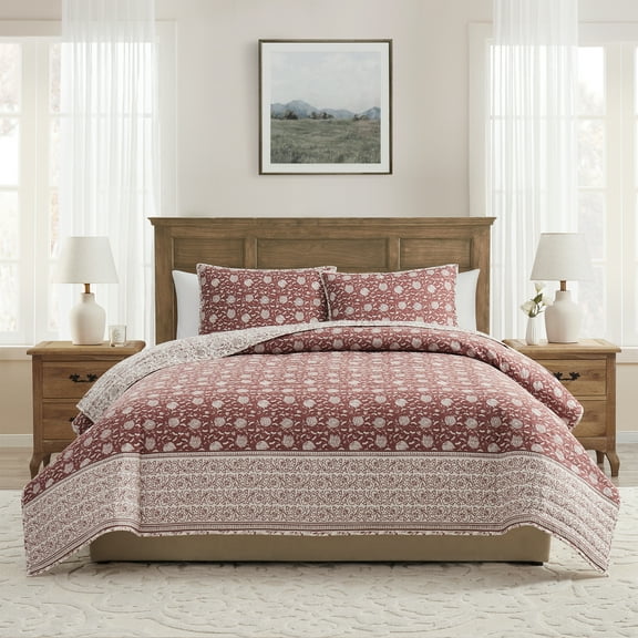 My Texas House Arden Adult 3-Piece Dusty Mauve Floral Quilt Set, King