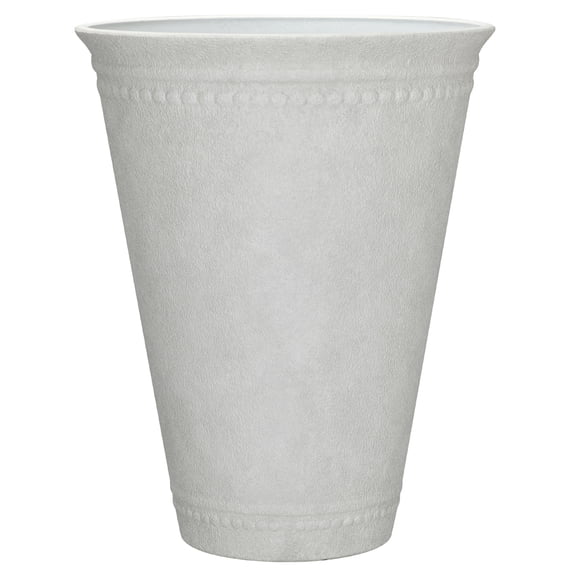My Texas House Asti Tall White Planter, 16.1 in x 20.1 in, 100% Recycled Polypropylene Resin