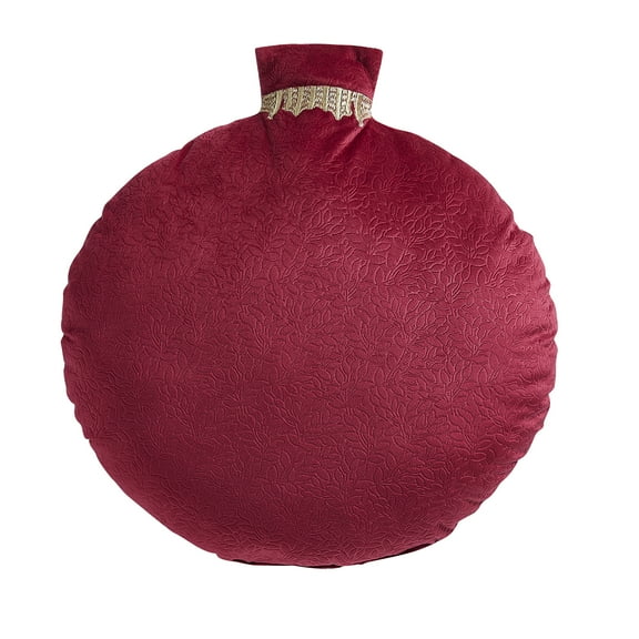 My Texas House Ava 16" Red Embossed Velvet Ornament Round Decorative Pillow