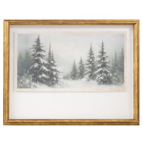 My Texas House B&W Snowy Forest Framed Holiday Wall Art 30x24