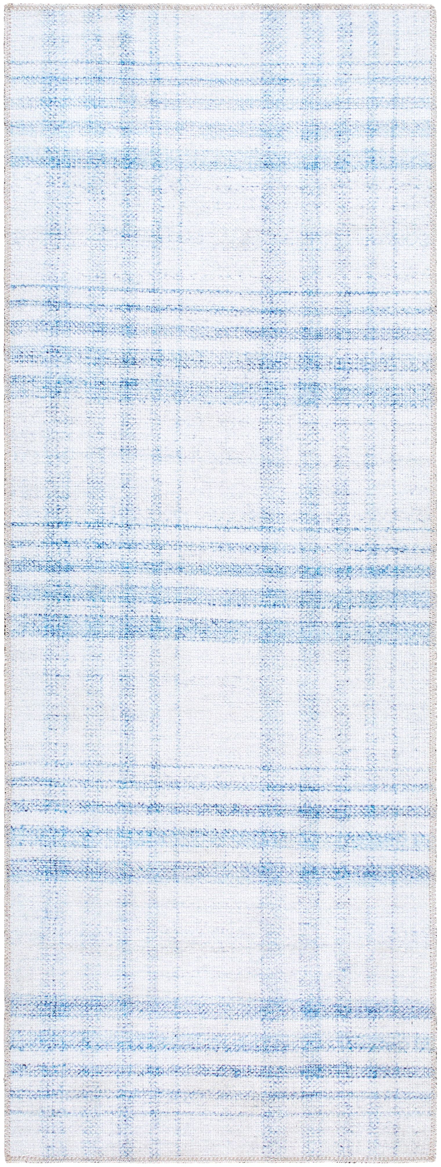 My Texas House Sutton Blue Plaid Indoor Washable Runner Rug