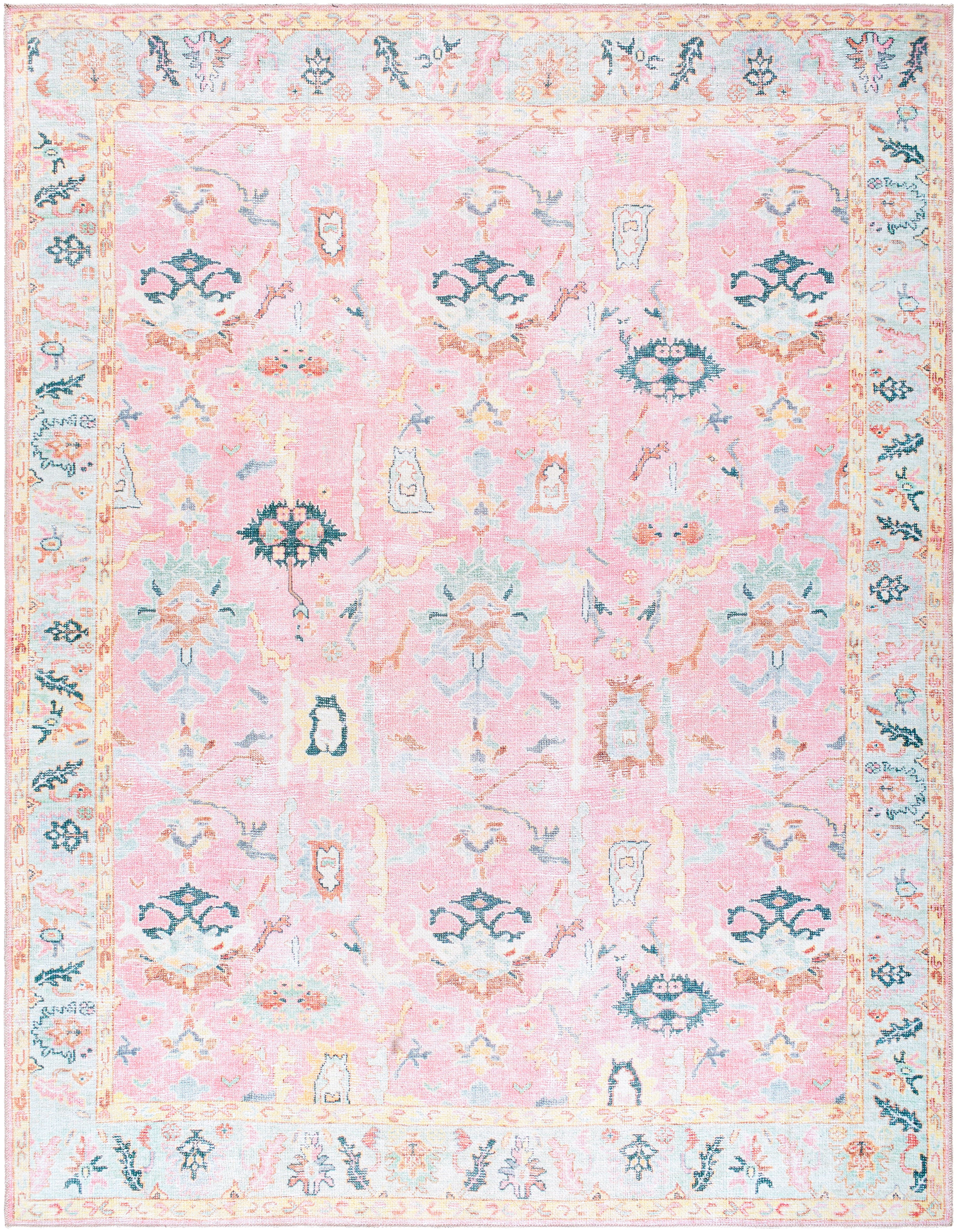 My Texas House Eloise Traditional Floral Indoor Washable 8' x 10' Area Rug