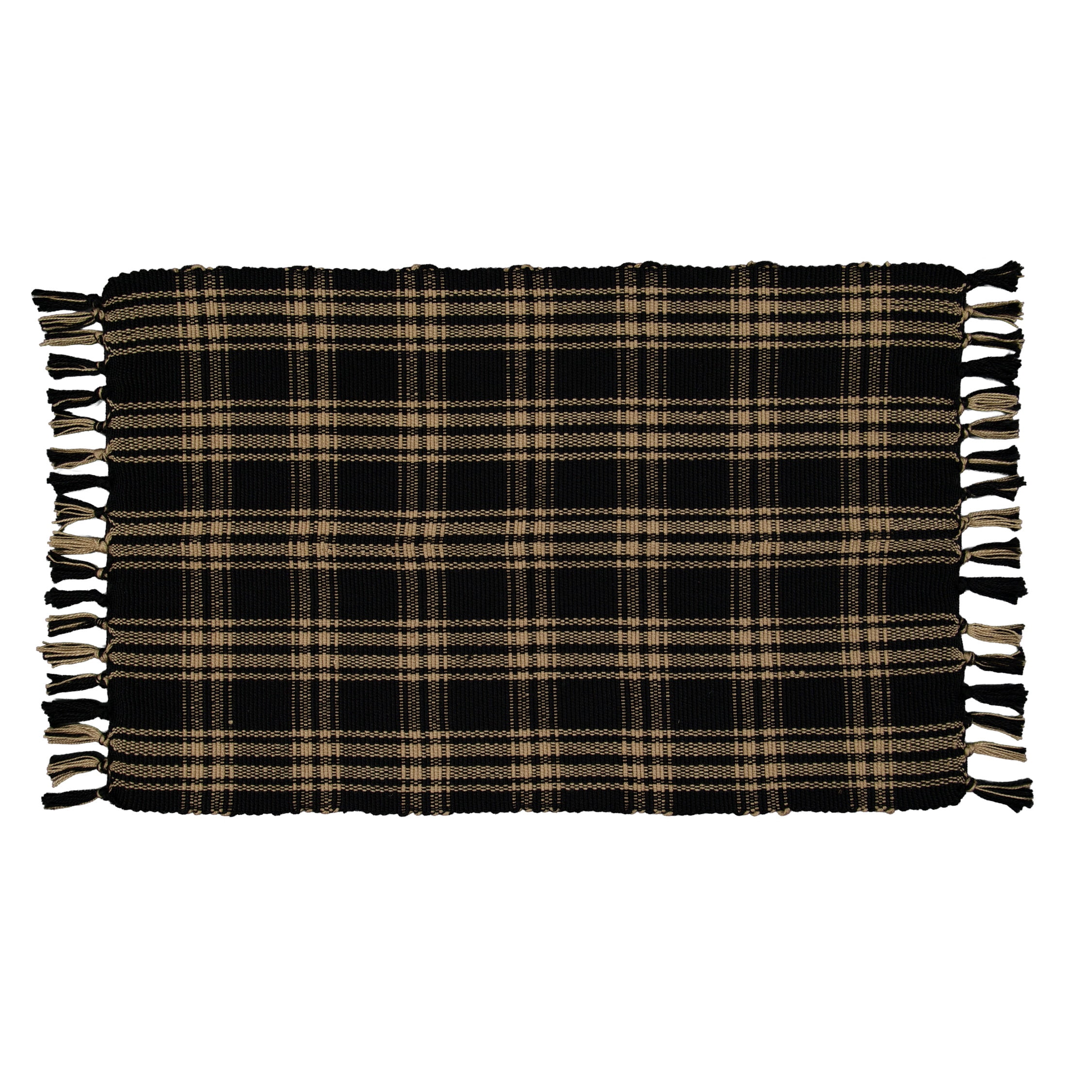 My Texas House Halloween Black Plaid Indoor/Outdoor Layering Rug, 24" x 38"