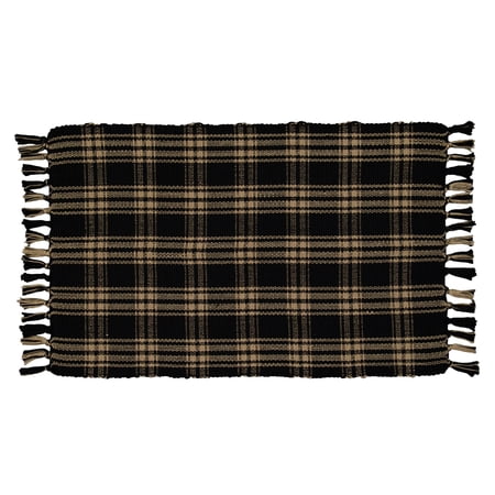 My Texas House Halloween Black Plaid Indoor/Outdoor Layering Rug, 24" x 38"