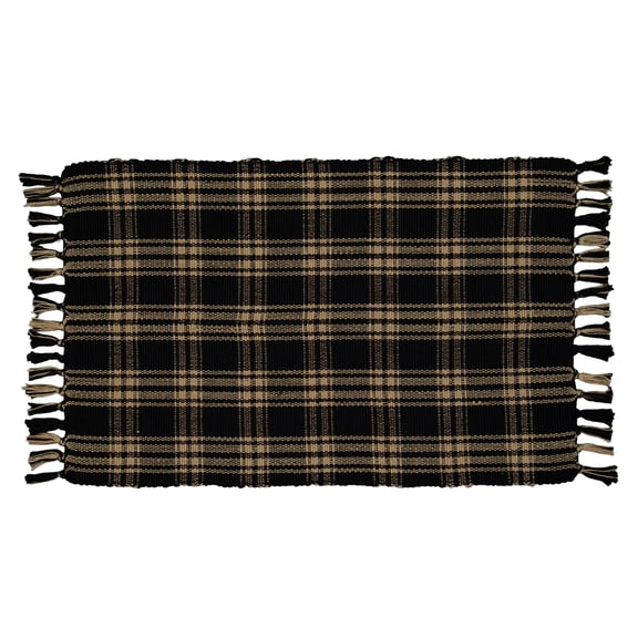 My Texas House Halloween Black Plaid Indoor/Outdoor Layering Rug, 24" x 38"