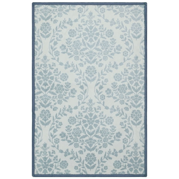 My Texas House Blue Floral Medallion Machine Washable Indoor Area Rug, 2' x 3'