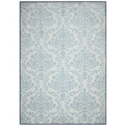 My Texas House Blue Floral Medallion Machine Washable Indoor Area Rug, 5' x 7'