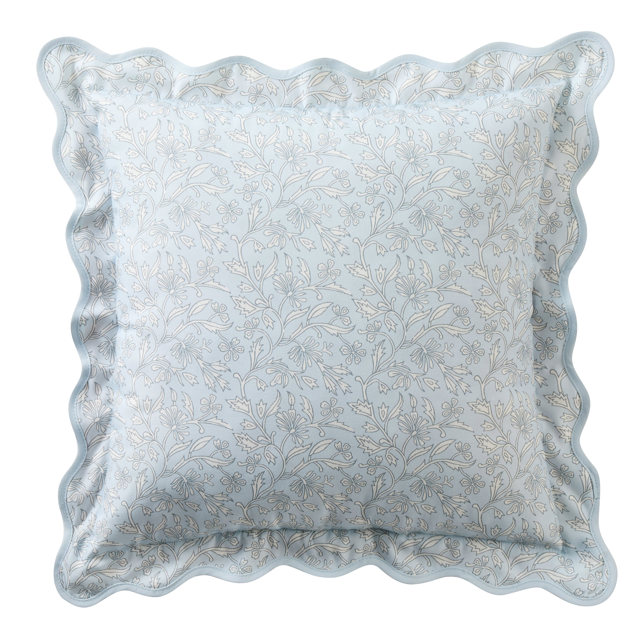 My Texas House Blue Floral Scallop 18" x 18" Outdoor Pillow