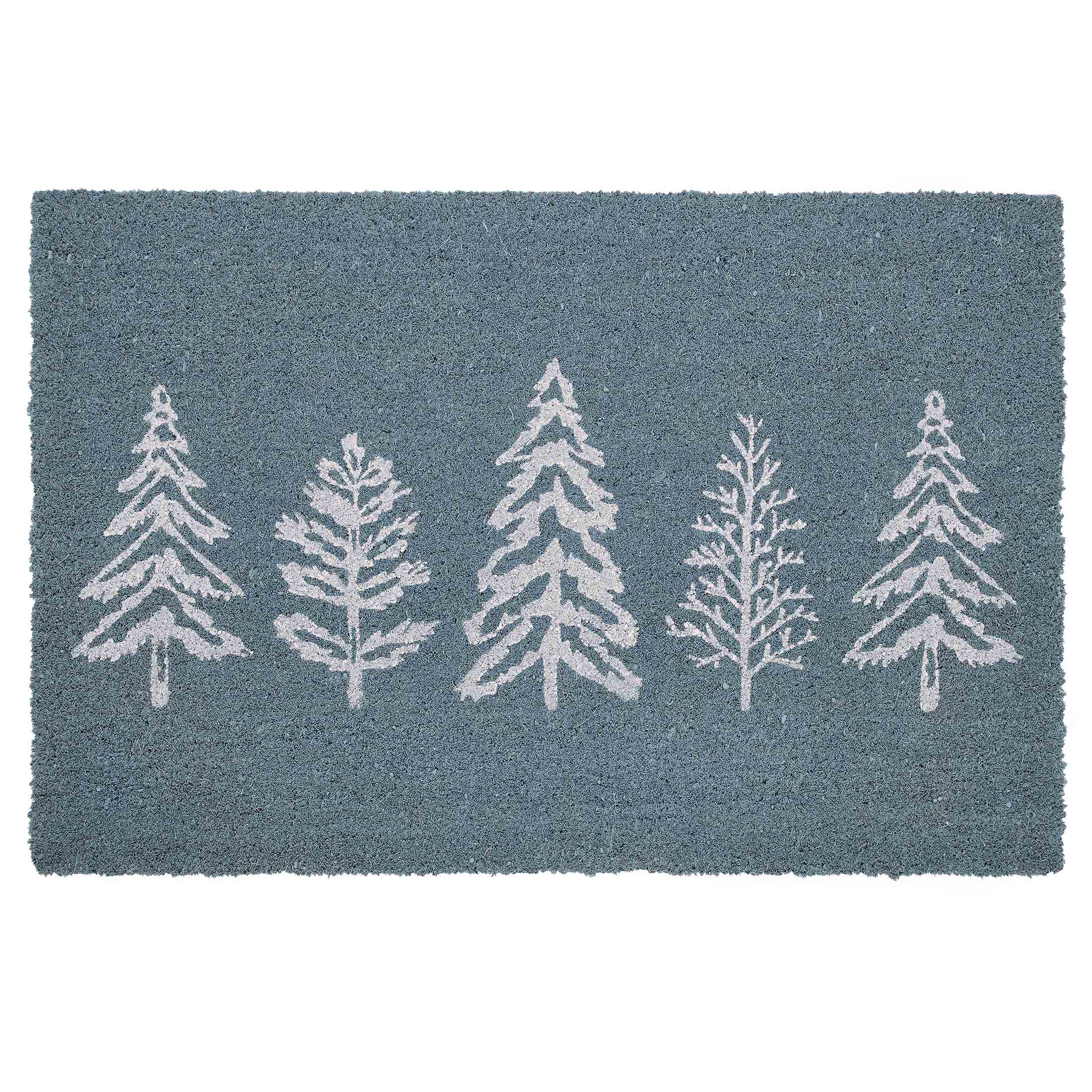 My Texas House Blue Holiday Trees Coir Doormat, 18" x 30"
