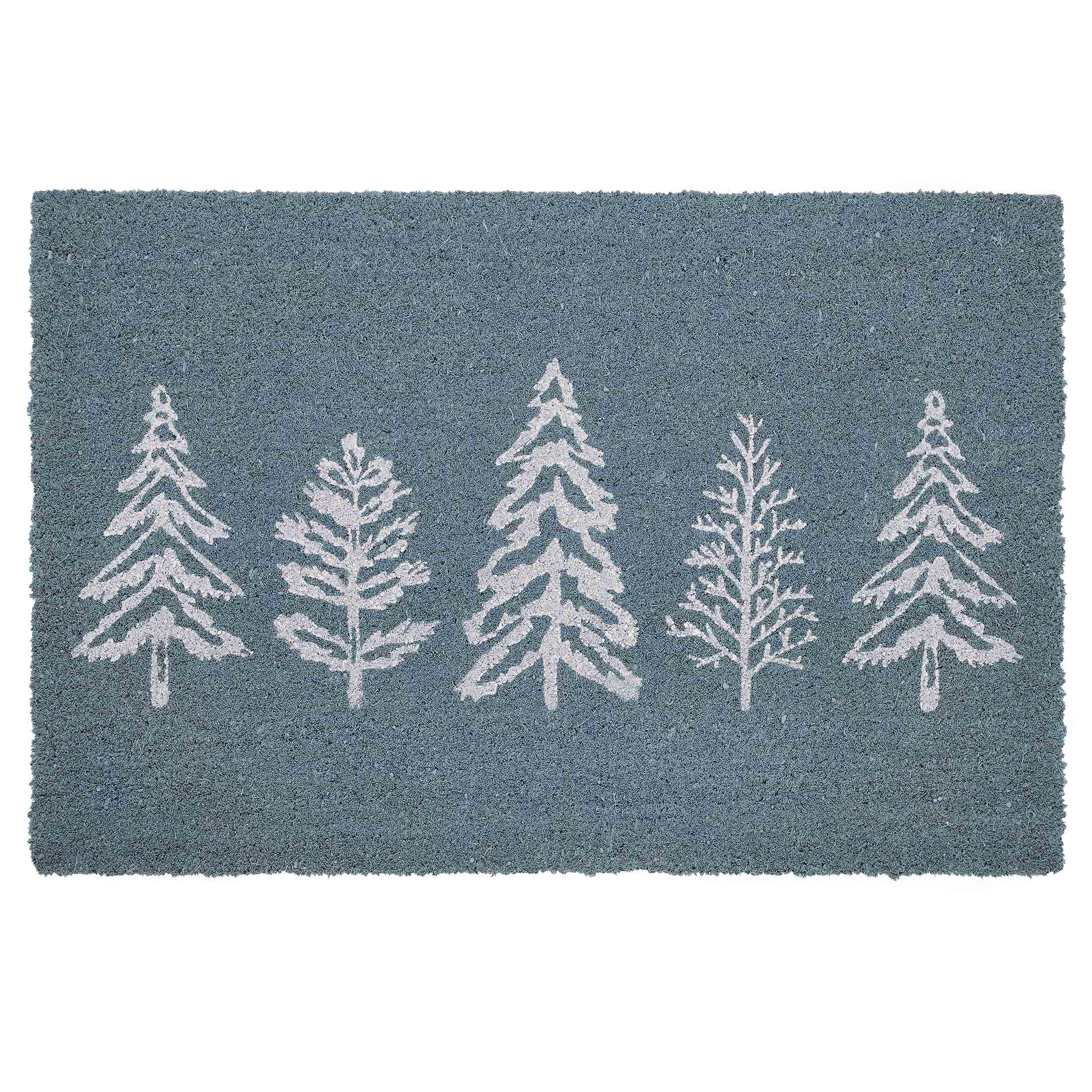 My Texas House Blue Holiday Trees Coir Doormat, 30" x 48"
