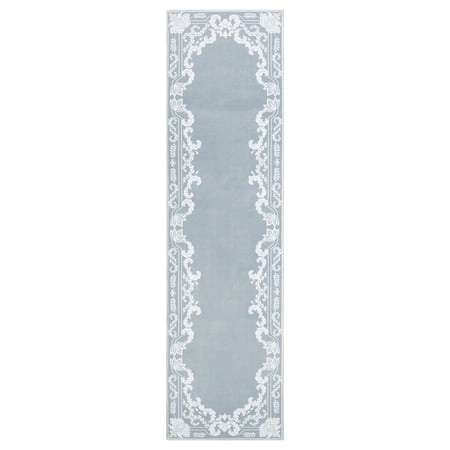 My Texas House Blue Printed Faux Fur Machine Washable Indoor Rug Runner, 2' x 7'