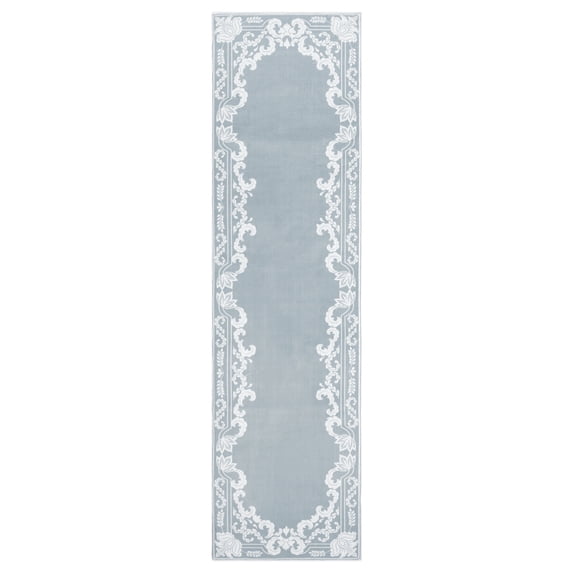 My Texas House Blue Printed Faux Fur Machine Washable Indoor Rug Runner, 2' x 7'