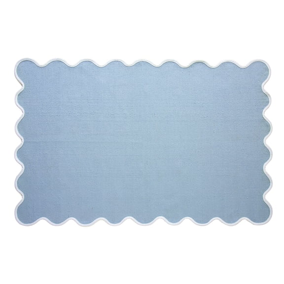 My Texas House Blue Scallop Indoor/Outdoor Layering Rug, 38" x 58"