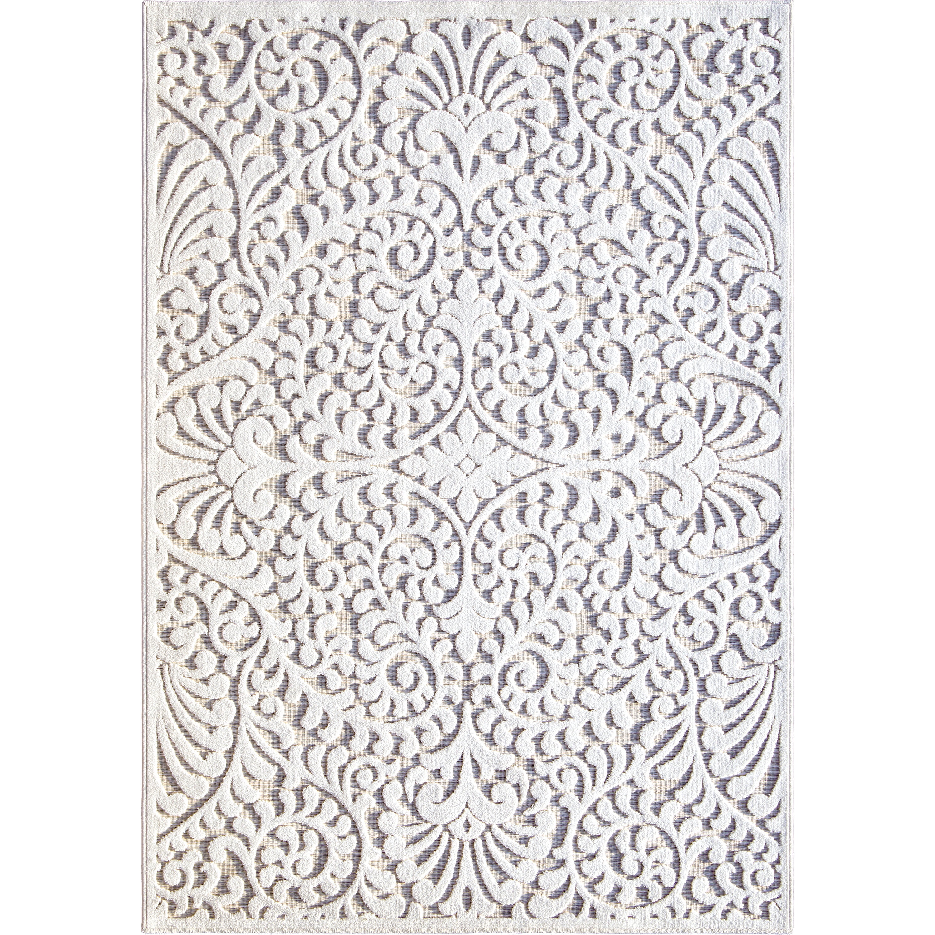 Natural Driftwood Floral Rectangular Indoor/Outdoor Rug