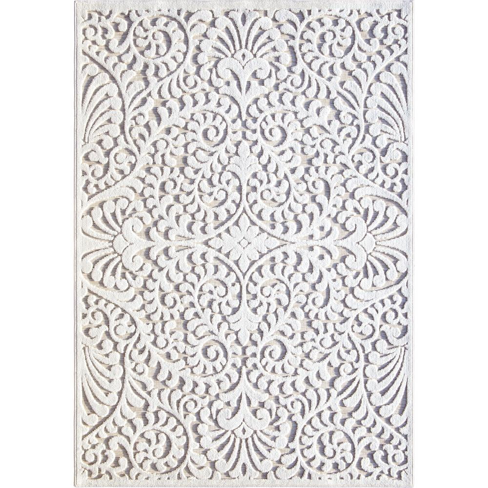 Natural Driftwood Floral Pattern Reversible Indoor/Outdoor Rug