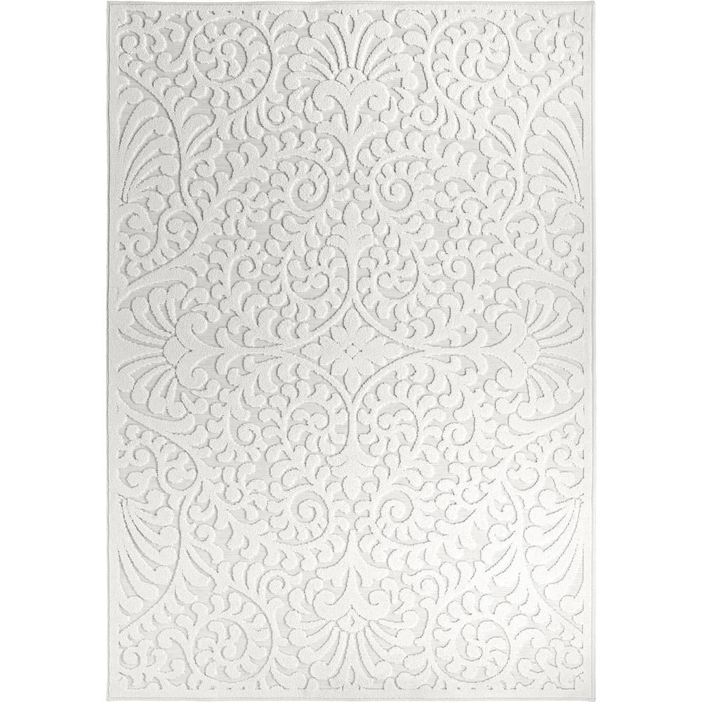 Natural Ivory Floral High-Low Indoor/Outdoor Area Rug