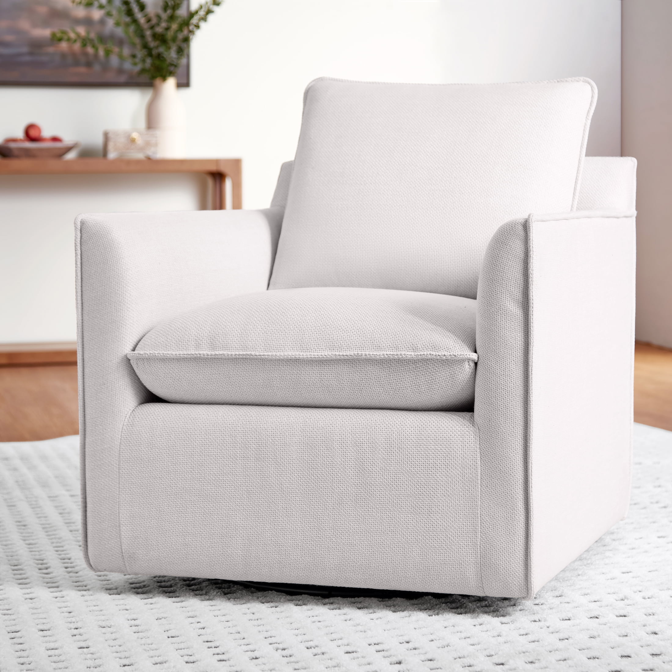 My Texas House Briar Swivel Accent Chair, Cream Linen - Walmart.com