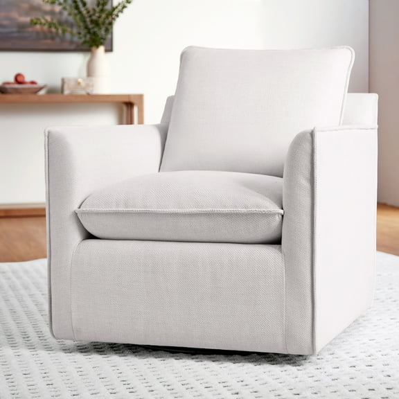 My Texas House Briar Swivel Accent Chair, Cream Linen